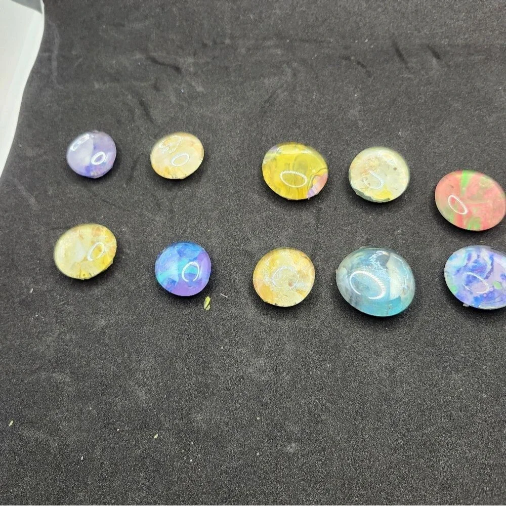 Hand Crafted Refrigerator Magnets Rainbow Extra Strong Glass Cabochon Art Set 10